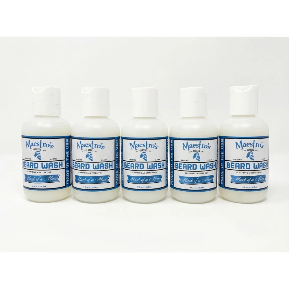 5 Bottles - Maestro's Classic Beard Wash - Mark of A Man 4oz Made In The USA